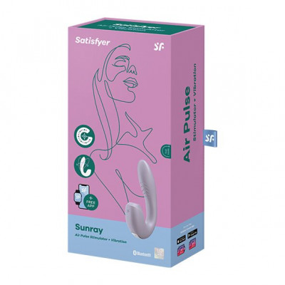 Вакуумный смарт вибратор Satisfyer Sunray Lilac, 4 положения ствола Вакуумный смарт вибратор Satisfyer Sunray Lilac, 4 положения ствола