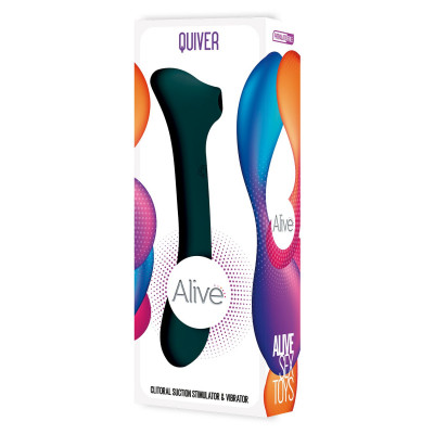 Вибратор и вакуумный клиторальный стимулятор 2-в-1 Alive Quiver Teal обновленная модель Вибратор и вакуумный клиторальный стимулятор 2-в-1 Alive Quiver Teal обновленная модель