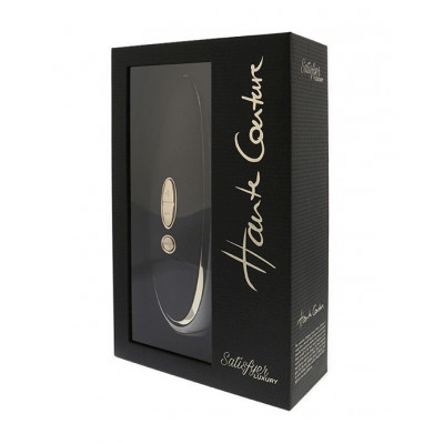 Люксовый вакуумный стимулятор Satisfyer Luxury Haute Couture Black со вставкой из кожи Люксовый вакуумный стимулятор Satisfyer Luxury Haute Couture Black со вставкой из кожи