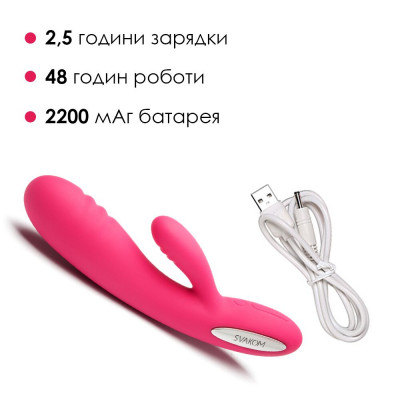 Вібратор-кролик з підігрівом, 48 годин роботи Svakom Adonis Plum Red Вібратор-кролик з підігрівом, 48 годин роботи Svakom Adonis Plum Red